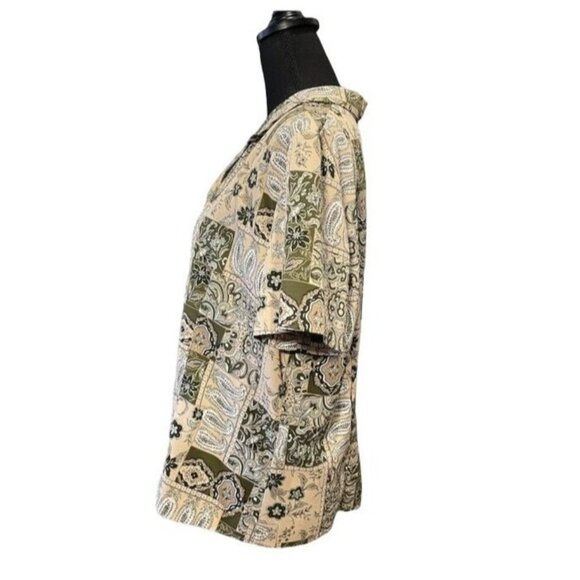 Paisley patchwork Button Front Shirt Vintage Cottage core Grandma USA - Picture 4 of 7